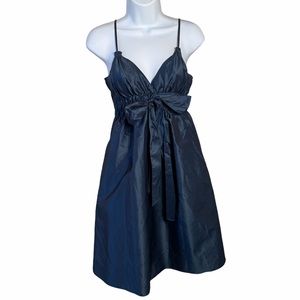 Silk babydoll dress with bow empire waist